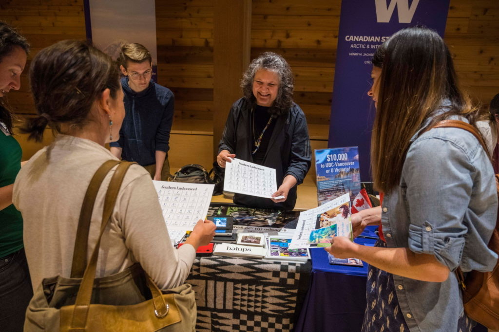 Stuart Heslop and Tami Hohn tabling for Lushootseed language at an AIS event