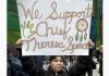 Woman with sign supporting chief Teresa Spence